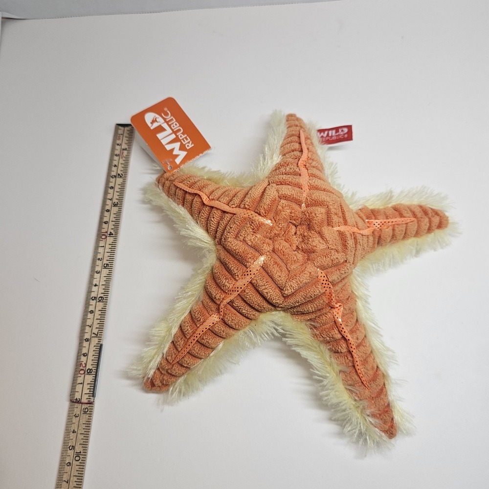Wild Republic Starfish Plush Toy Orange Yellow Stuffed Animal Sea Creature 9"